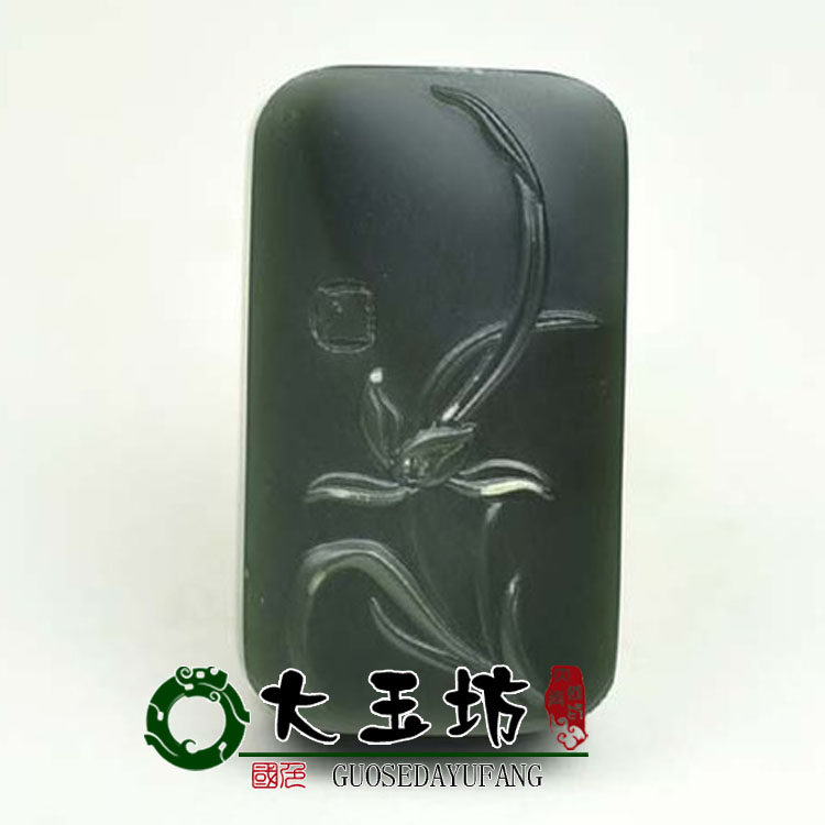正品新疆和田玉墨玉羊脂玉特级无颈饰