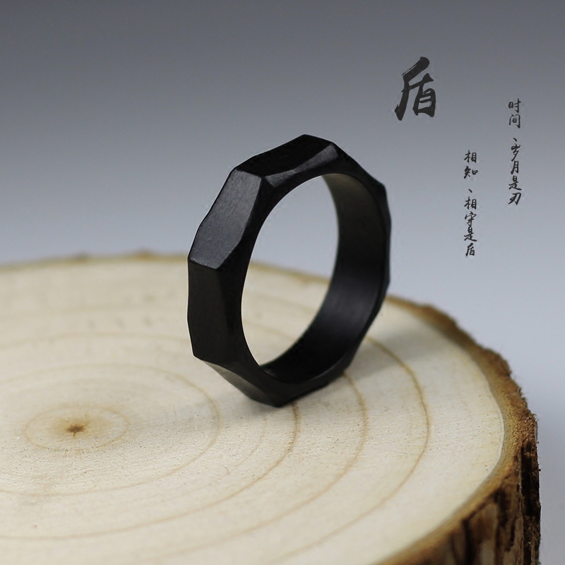 紫光檀黑檀木头戒指手工木质男女情侣对戒单身尾戒定制包邮刻字