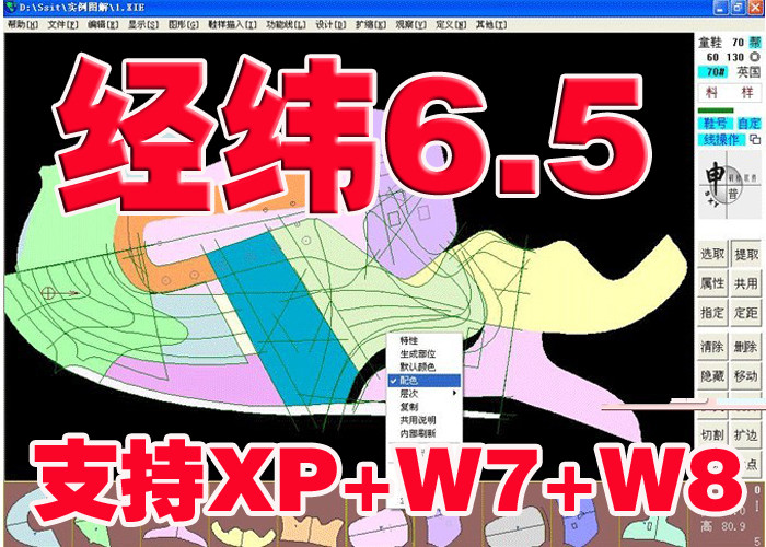 经纬鞋样设计扩缩CAD6.5申普鞋样设计软件6.5经纬6.5鞋样出格软件