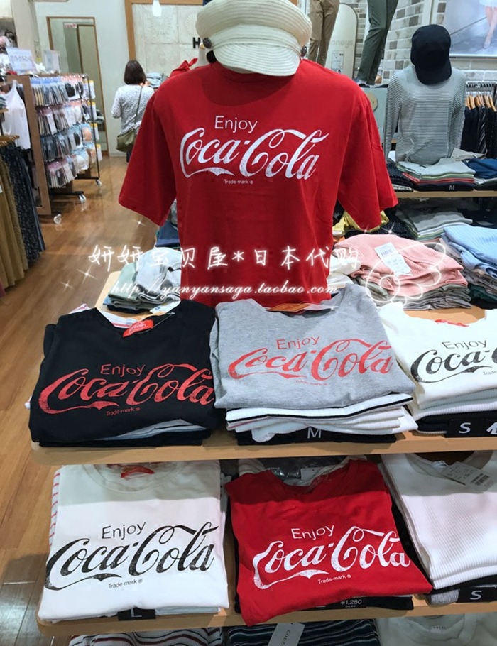 现货 日本购 cocacola 可口可乐 女装 印花T恤 短袖