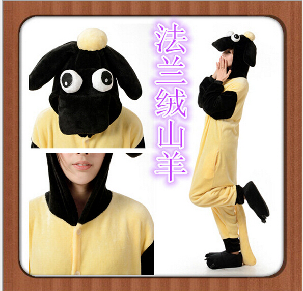 情侣卡通动物亲子法拉绒连体睡衣