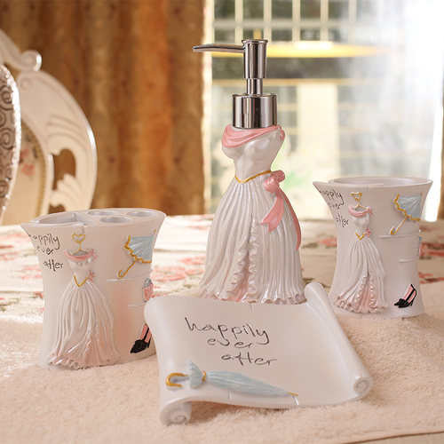 欧式浴室用品树脂牙刷套件漱口杯