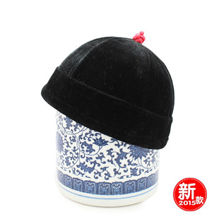 中华老字号马聚源传统男士平绒帽无沿包头男帽男款地主帽休闲帽子