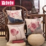 Bằng túi vải bố retro gối sen Trung Quốc sơn sofa đệm phong cách Trung Quốc dày gối phòng trà câu lạc bộ gối - Trở lại đệm / Bolsters gối trang trí sofa