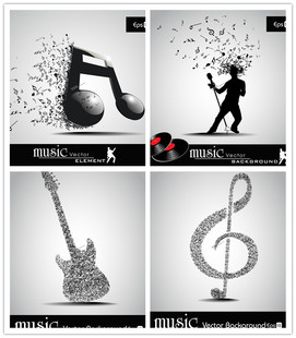 A0378矢量音乐音符超酷海报简约背景唱片演唱会 AI设计素材
