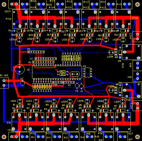 继电器开关原理图pcb 16路继电器开关51单片机控制AT89C51 M24C02