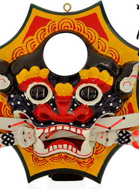 挂件精雕彩绘文王桃木挂饰复古