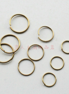 DIY饰品铜配件 0.8*10/0.8*12/1*0.7/1*15mm黄铜毛坯开口圈开口圆