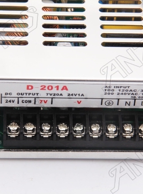 200W 大功率二组输出7V/20A,24V/1A开关电源 型号D-201A