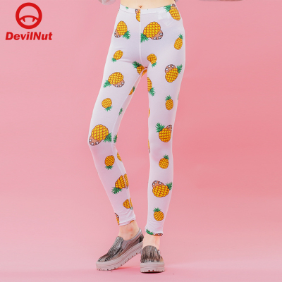 DEVIL NUT 潮牌 恶魔  三只眼菠萝 修身弹力 女式 打底裤 SFO