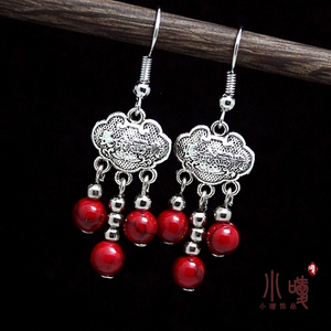 特价 民族风耳环 耳夹 复古首饰品 原创手工DIY耳饰 小锁耳坠耳环