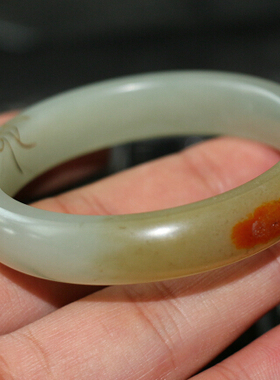 新疆和田白玉籽料枣红皮 超细腻 清凉款 错金手镯     xx07129