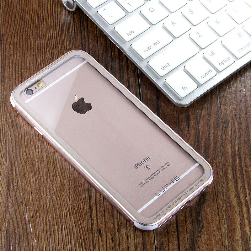 Luphie iGlass Airframe Aluminum Bumper Air Barrier Tempered Glass Back Case Cover for Apple iPhone 6S/6 & iPhone 6S Plus/6 Plus