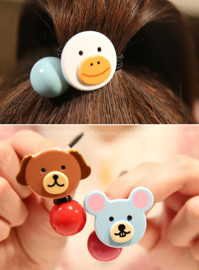 韩国进口 AZNAVOUR AZ  小狗鸭子老鼠圆球发绳皮筋头绳