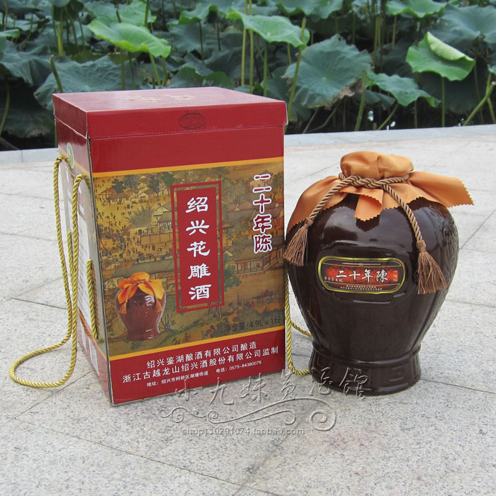古越龙山鉴湖二十年陈花雕酒20年陈绍兴黄酒陶坛装4.9L