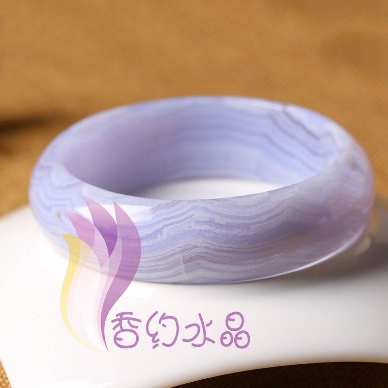 正品 纯天然水晶蓝纹石手镯 高档5a极 玛瑙玉髓手镯正品收藏冰种