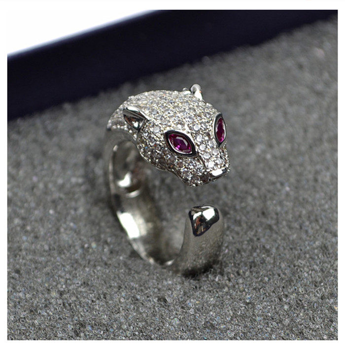 superior quality 925 Sterling Silver men and women lovers Leopard head Ring Full diamond drilling logo Leopard ringin the Accessories/Fashion Jewelry, Ring/Ring  category - from Buy2taobao.com to provide professional Taobao agent buy service