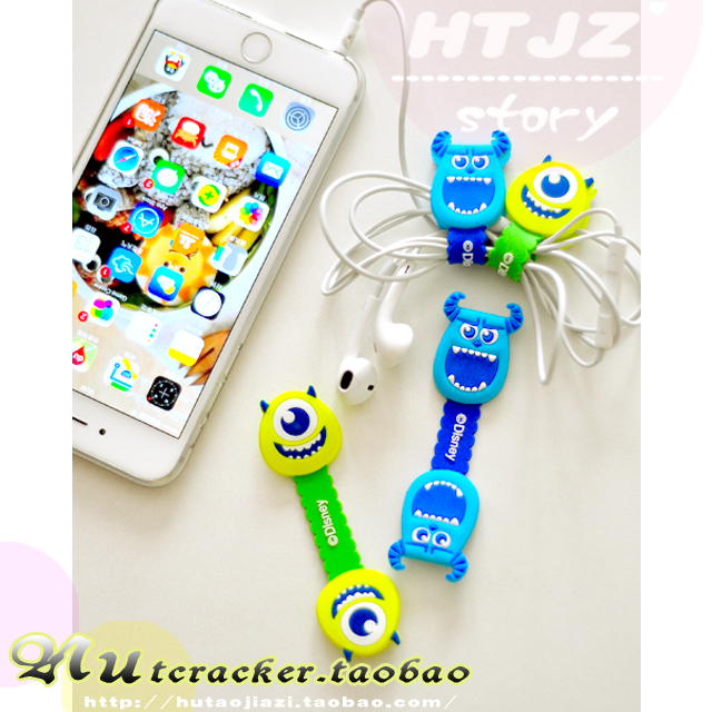 卡通花栗鼠三眼大眼耳机绕线器