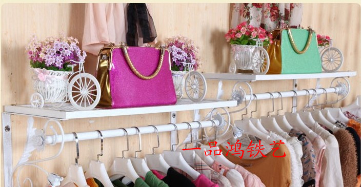铁艺服装展示架服装店货架上墙挂衣架壁挂鞋包架睡衣挂架现货包邮