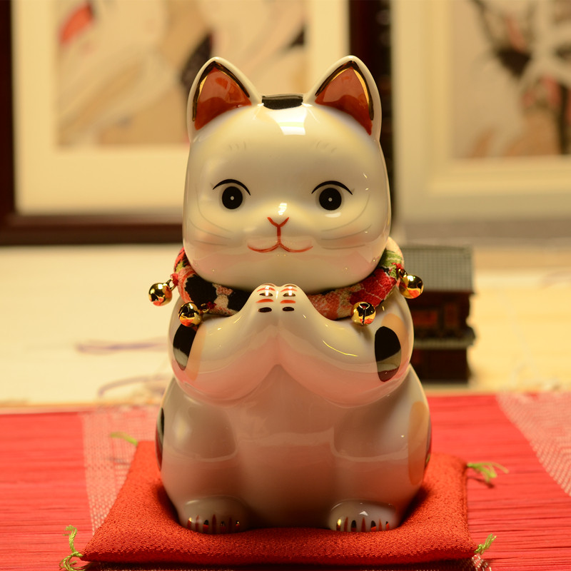 日本药师窑彩绘招财猫 大号摆件 财运猫创意礼物 开业生日礼品