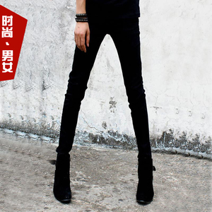 2023秋季新款男装黑色牛仔裤男士韩版修身小脚裤弹力紧身铅笔裤潮
