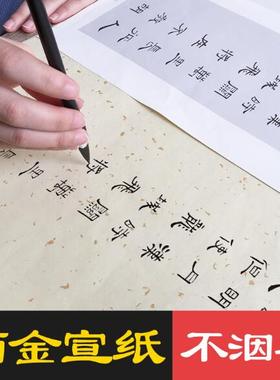 洒金宣纸 生宣纸2袋 书法用纸 送字卡 黄色褐色书画纸张 国画练书法宣纸 半生半熟吸水性好20张四尺对开35*138cm 初学者毛笔入门