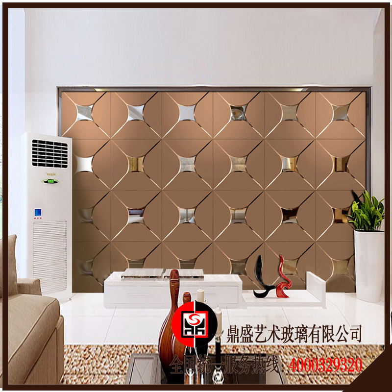 电视墙拼镜银镜金茶镜艺术工艺玻璃艺术玻璃菱形镜背景墙效果图