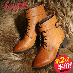 Interest-related thickening 2015 new autumn and winter tip rough with short boots in women's shoes with laces, Martin boots T05657
