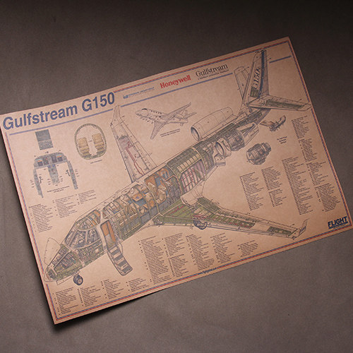 湾流G150 公务机图纸 gulfstream G150 工艺剖视图 现代工业海报
