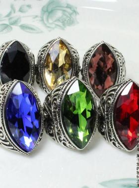 戒指男士欧美复古彩宝宝石情侣