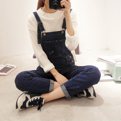 牛仔裤女夏季韩版潮休闲百搭连体裤背带裤宽松