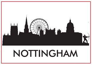 现有图稿定制 英国诺丁汉城市剪影 纪念品 创意冰箱贴磁贴20446