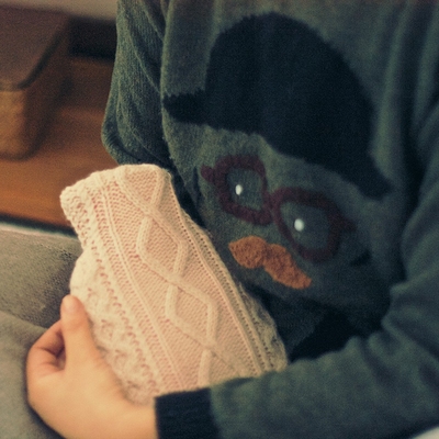 福如乐 原创安全防烫纯棉fashy热水袋套针织暖手宝防护套暖水袋