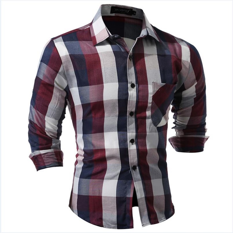 Men Shirt Men's Long Sleeve big man Plaid Shirt Dress Shirts