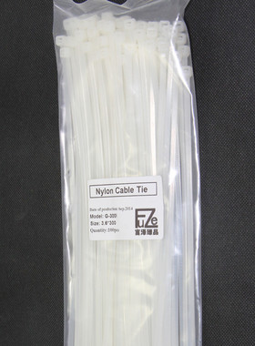尼龙扎带 捆扎带 耐用扎线带 G-300I 4*300 白色 100PCS