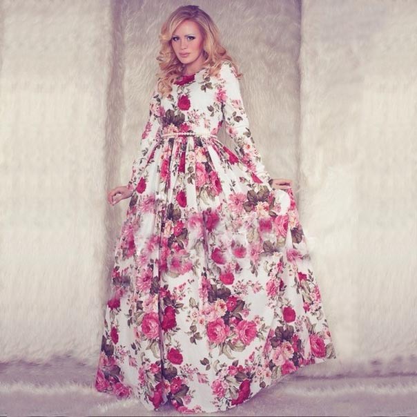 Elegant Womens Bohemia Flower Floral Print Boho Maxi Dress|ruв категории Женская одежда, платье - от Buy2taobao.com для оказания профессиональной услуги покупки агента Taobao