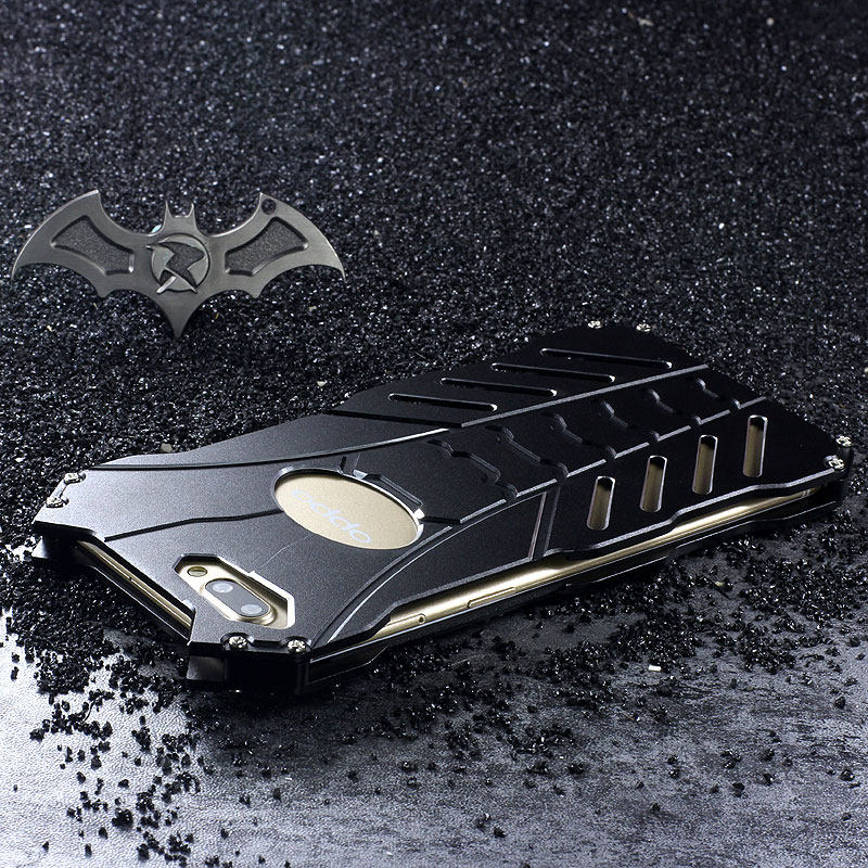 R-Just Batman Shockproof Aluminum Shell Metal Case with Custom Stent for OPPO R11 Plus & OPPO R11