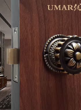 UMAR优玛豪华纯铜门锁 铜质隐形门锁 暗门锁 背景墙门锁 单面锁