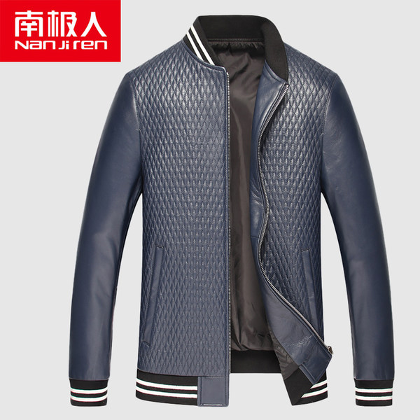 南极人 头层绵羊皮 菱格纹 男式皮夹克 ￥399包邮（￥899-500）3色可选 赠运费险