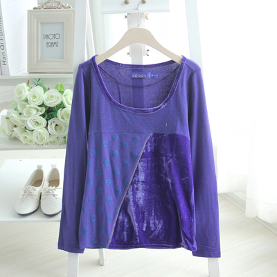 包邮天鹅绒女装秋新款长袖T恤女衫t-shirts打底衫上衣潮