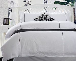 五星级酒店床上用品 白色全棉贡缎提花宾馆民宿客栈定制四件套