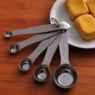 出口316不锈钢量勺5件套烘焙用具计量勺实验量匙套装 小勺子 包邮