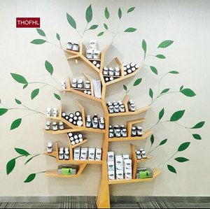 千健  创意书架 实木书架 书柜收纳架置物架 简易书架 树型书架