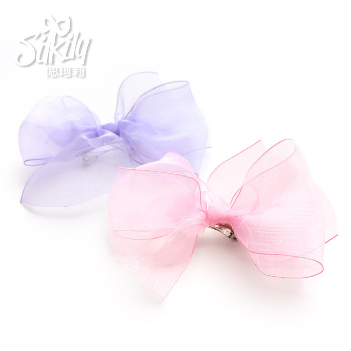 7136 韩国进口丝带蝴蝶结发夹结边夹头花头饰(一只价格)