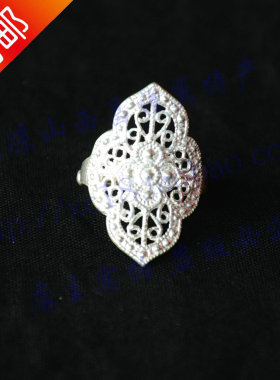 彝族银饰戒指包邮凉山手工艺首饰