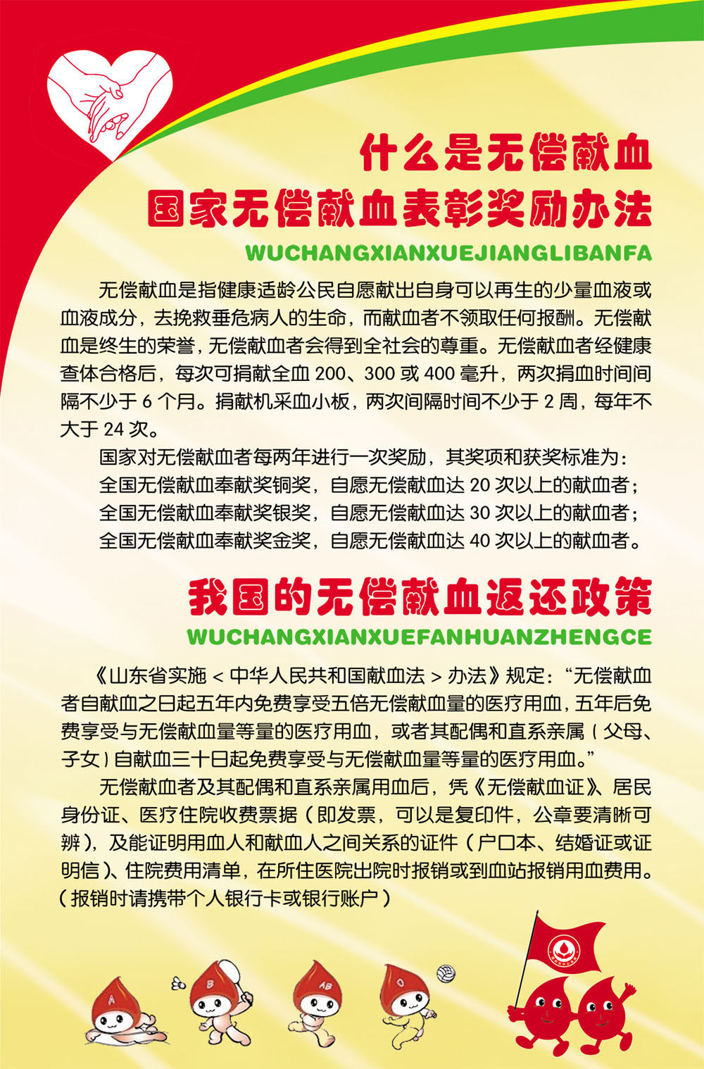 749海报印制展板写真喷绘448无偿献血奖励表彰奖励办法及返还政策