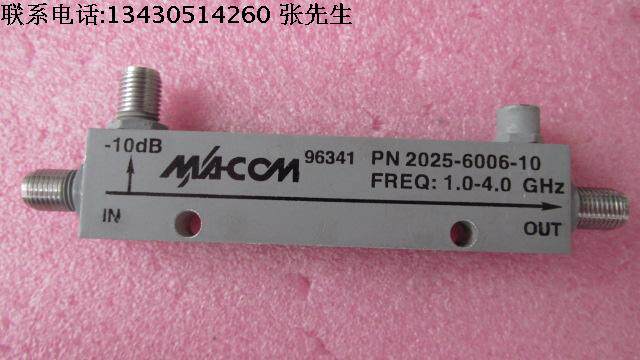 2025-6006-10 美国M/A-COM 1-4GHz 10dB SMA 射频微波同轴宽带定向耦合器 质量包好，包能用 可提供详细测试图 频率范围：1.0-4.0 GHz 有测试图 耦合度：10 dB 接头SMA 输入功率：20 W