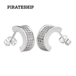 海盗船银饰 耳钉星梦耳钉 闪亮925银耳饰合成立方氧化锆石