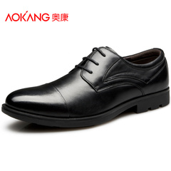 Aucom new business dress shoes genuine leather stitching men's lace trend line of men's shoes in England tidal