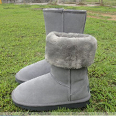 2026冬季 灰色 高筒雪地靴防滑牛筋底女鞋 包邮 牛皮厚毛女靴子5815